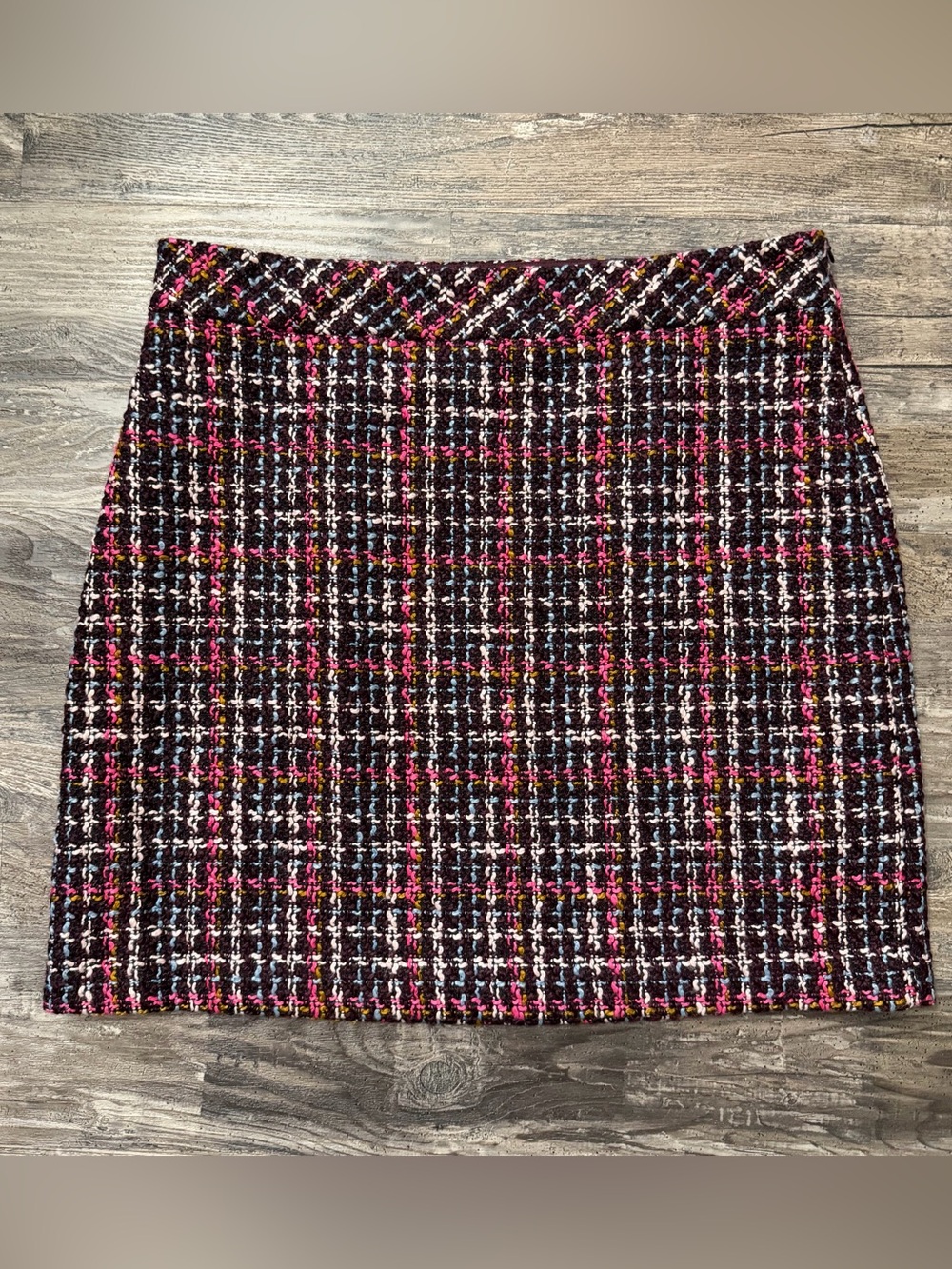 Ann Taylor Factory Multicolor Tweed Plaid Mini Skirt Size 14